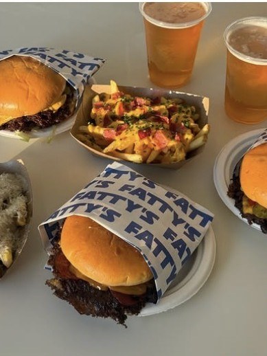 Fatty's burgers, loaded fries and beer